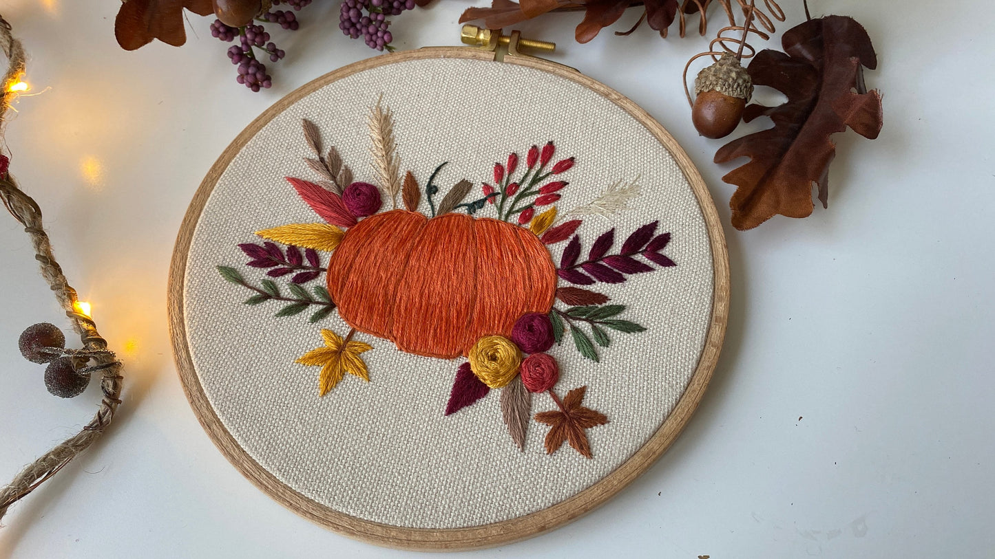 Stickvorlage, Pumpkin Bouquet, Stickbild, Herbst, Kürbis, Sticken, Stickanleitung, Sticken
