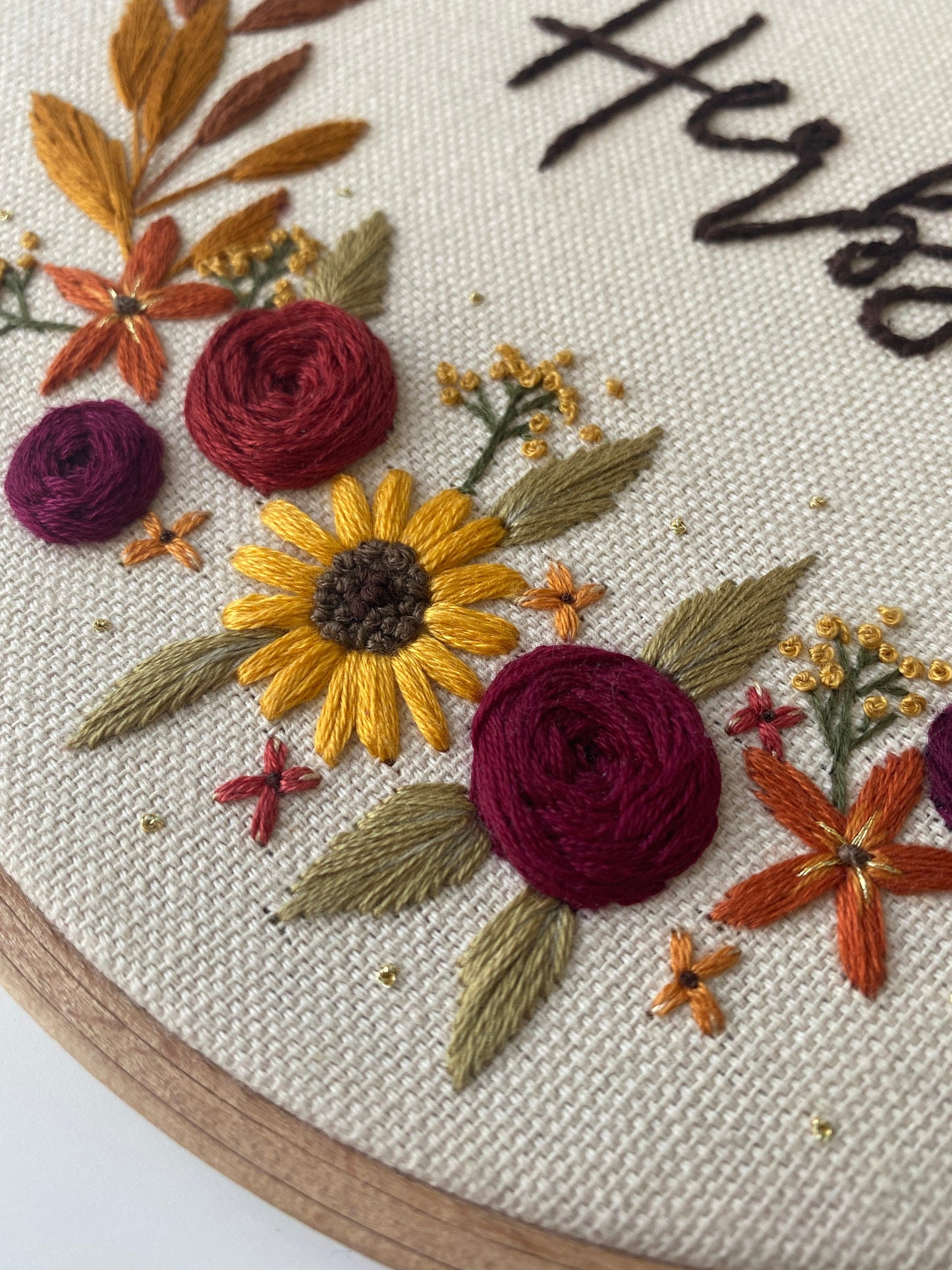 Stickvorlage, Herbstkranz, Herbst Deko, Herbstkranz, Stickbild, Herbst, Modern Embroidery, Sticken, individualisierbar