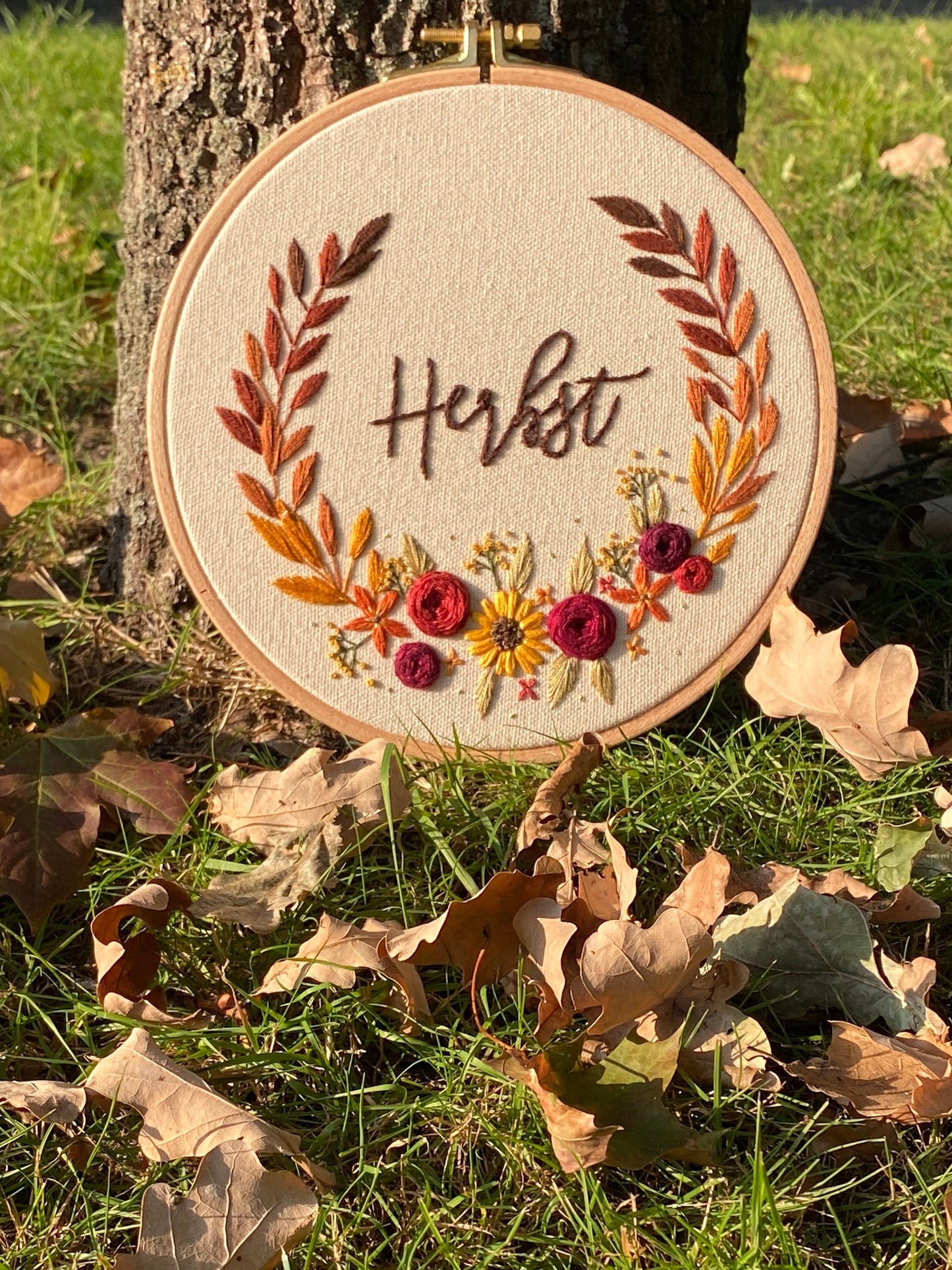 Stickvorlage, Herbstkranz, Herbst Deko, Herbstkranz, Stickbild, Herbst, Modern Embroidery, Sticken, individualisierbar