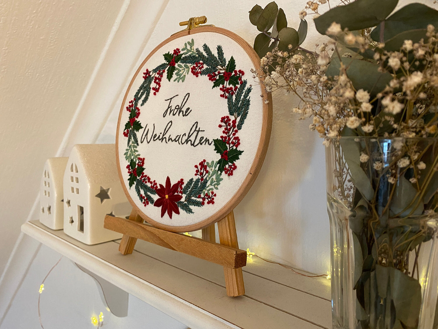 Stickkit, Modern Embroidery Kit, Vorlage zum Selber sticken, Weihnachtskranz, Christmas Wreath, Sticken, Stickvorlage, Stickset