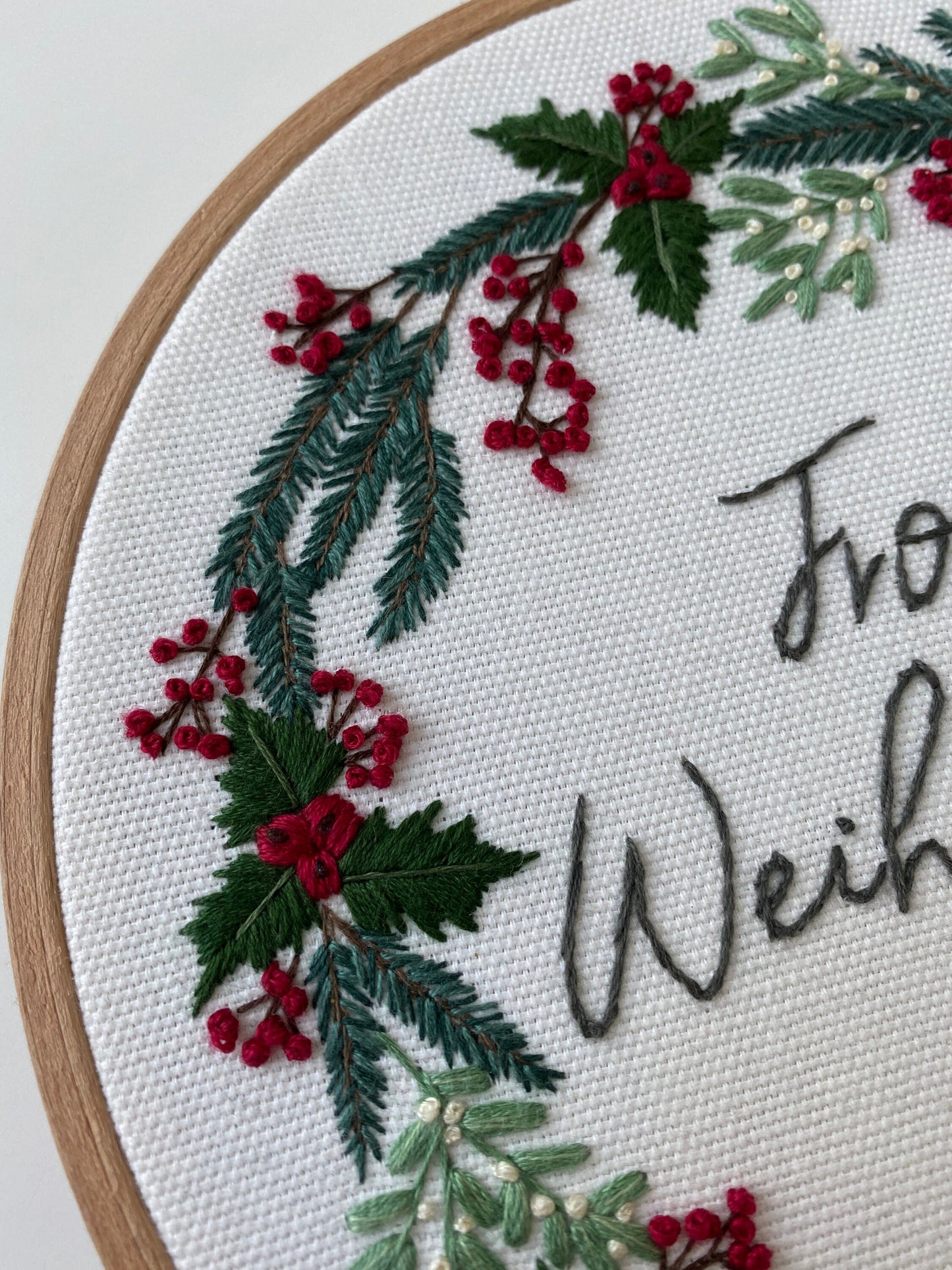 Stickkit, Modern Embroidery Kit, Vorlage zum Selber sticken, Weihnachtskranz, Christmas Wreath, Sticken, Stickvorlage, Stickset