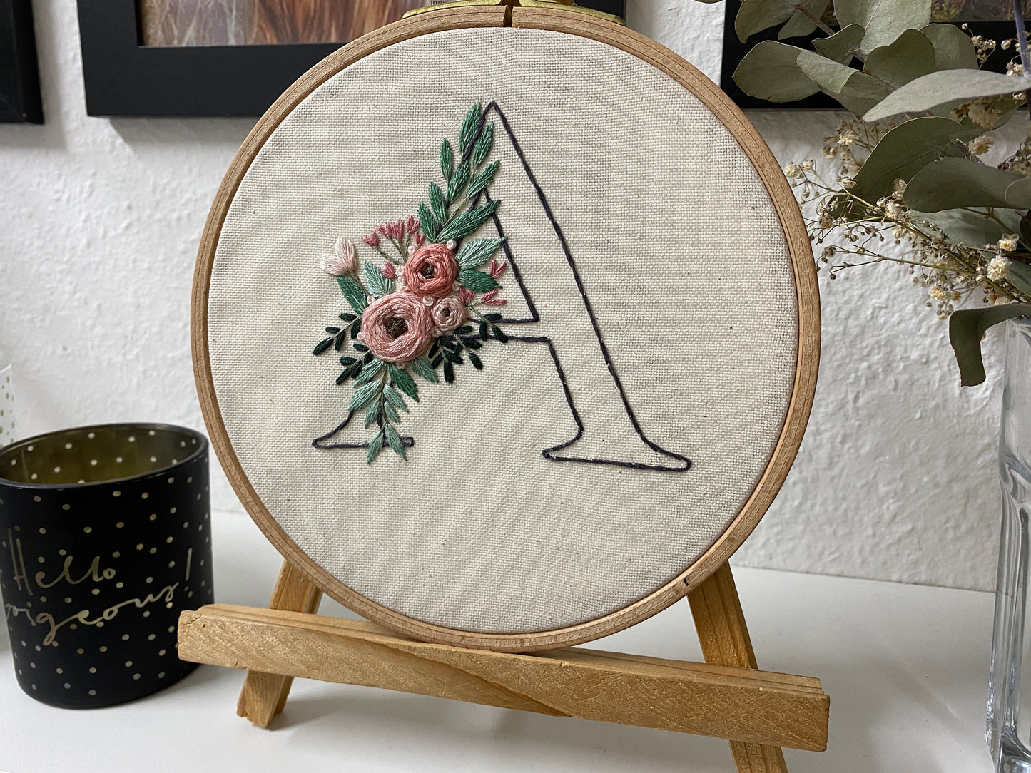 Stickvorlage Alphabet, Buchstaben, Floraler Buchstabe, Blumen Buchstabe, Sticken, Modern Embroidery, Stickbild, Monogramm