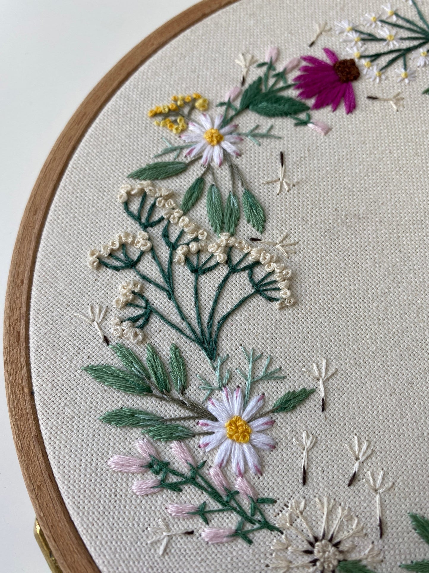 Stickvorlage, Wildblumenkranz, Hochzeit, Ringkissen, Geschenk, Sticken, individuelles Geschenk, Modern Embroidery, Stickbild, Sommerkranz