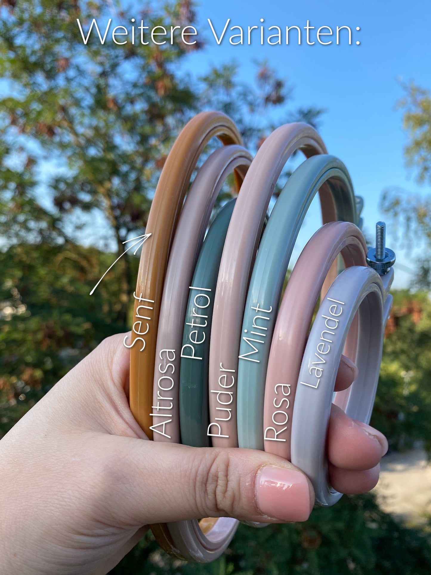 Stickring 22,8 cm, Stickrahmen Senf, Stickrahmen, Stickrahmen mit Schraube, Modern Embroidery, Sticken, Bunte Stickrahmen