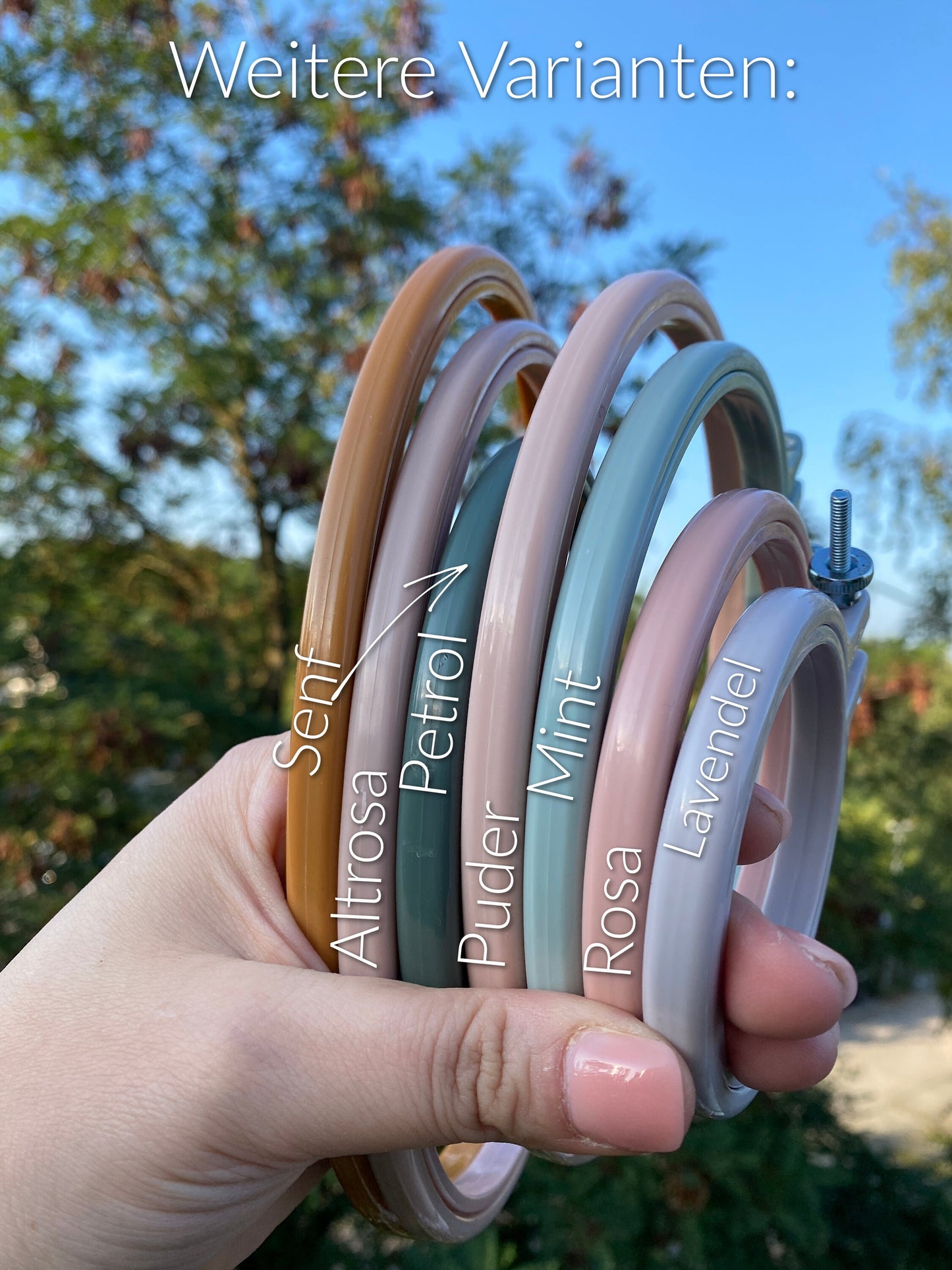 STICKRING 12,7 cm, Stickring "Petrol", Stickrahmen, Stickrahmen mit Schraube, Bunter Stickrahmen