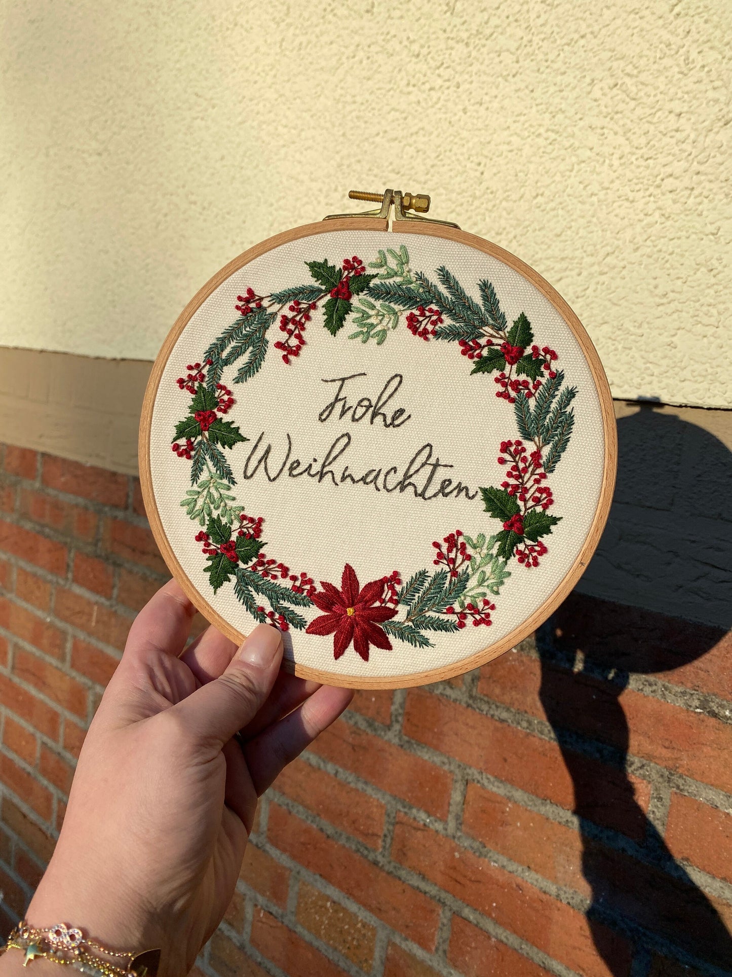 Stickkit, Modern Embroidery Kit, Vorlage zum Selber sticken, Weihnachtskranz, Christmas Wreath, Sticken, Stickvorlage, Stickset
