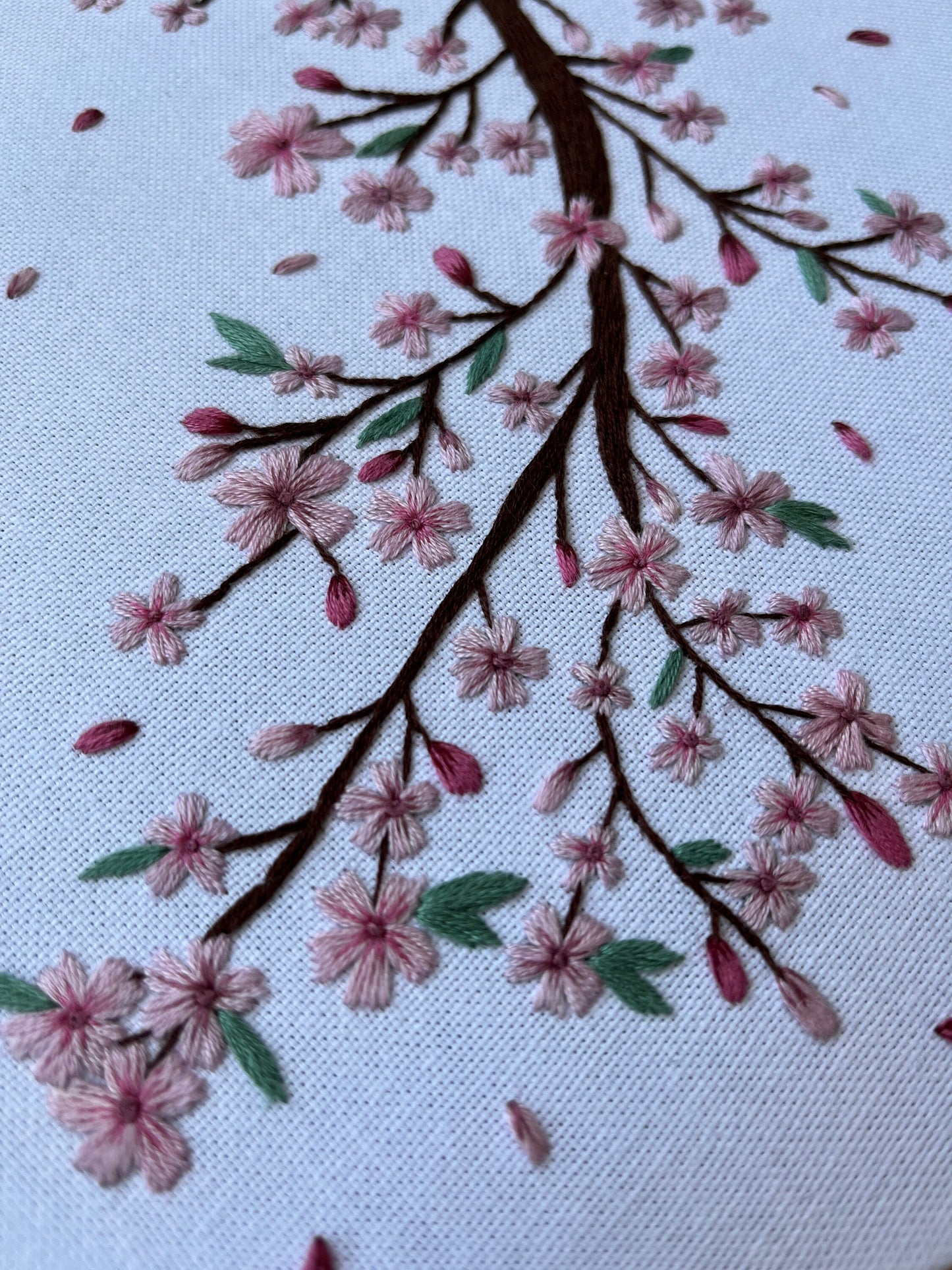 Stickvorlage, Krischblüte, Sticken, Kirschzweig, Frühlingsdekoration, Sakura, Modern Embroidery, Stickbild, Kirschblütenzweig