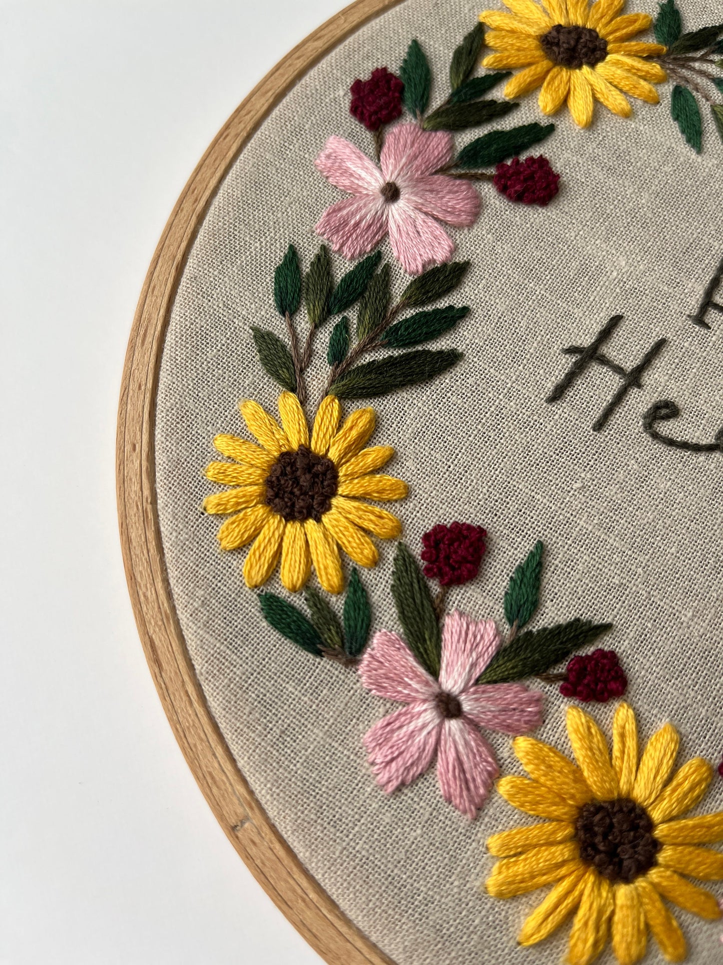 Stickvorlage, Herbstkranz, Sonnenblumenkranz, Herbst, Vorlage zum Sticken, Sticken, Herbstdeko, Anleitung, Stickbild, individuell