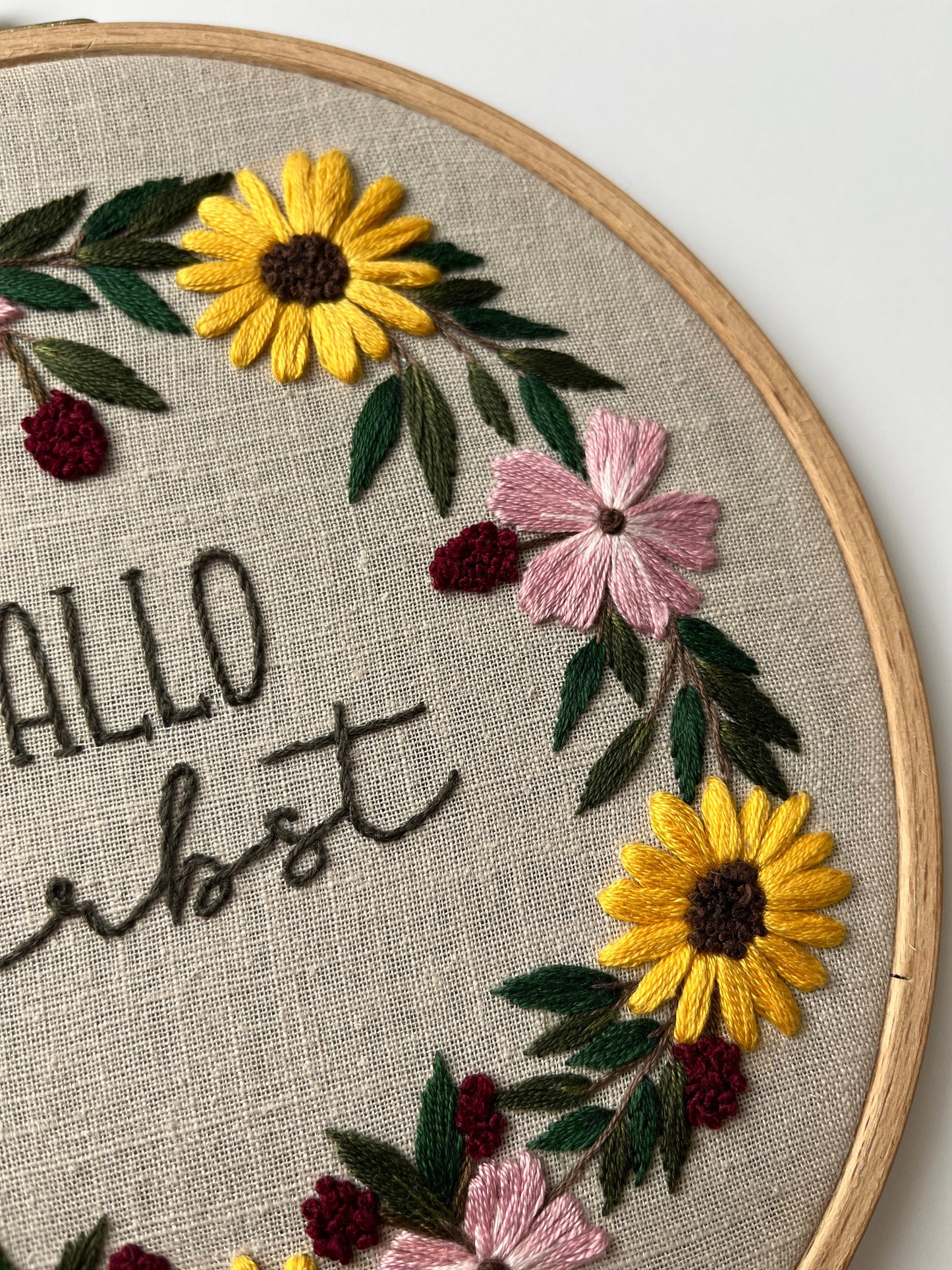 Stickvorlage, Herbstkranz, Sonnenblumenkranz, Herbst, Vorlage zum Sticken, Sticken, Herbstdeko, Anleitung, Stickbild, individuell