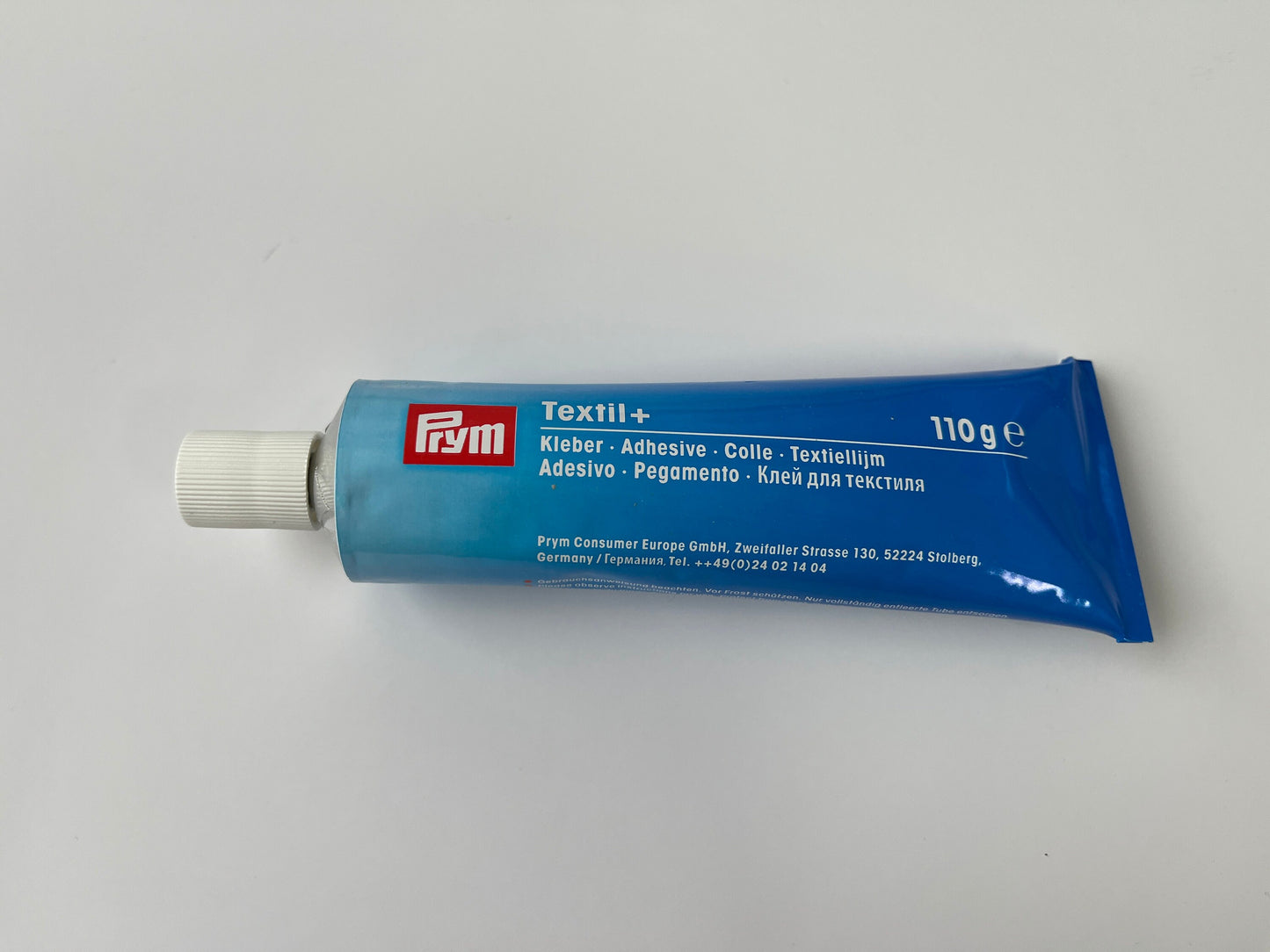 Kleber zum Verkleben der fertigen Stickringe, Stickrahmen Stoff kleben, Prym Textil +, Textil Kleber, XXL Tube