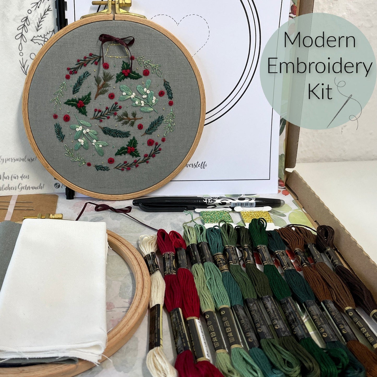 Stickkit, Weihnachtskugel, Stickset