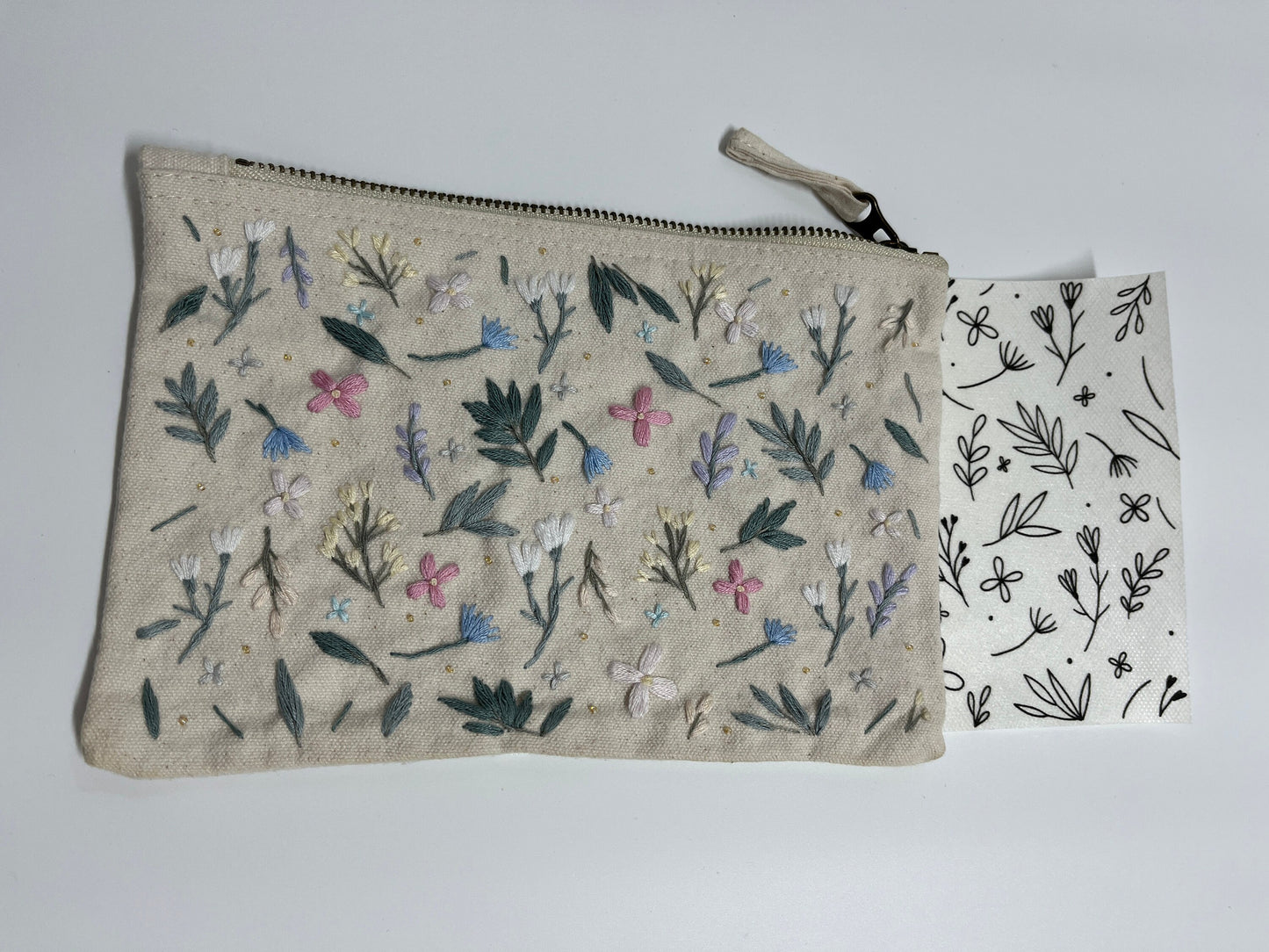 Tasche zum Besticken, Sticken, Täschchen, Geschenk sticken, Stickerei, Kosmetiktasche, Kosmetik Tasche zum Besticken, inklusive Vorlage