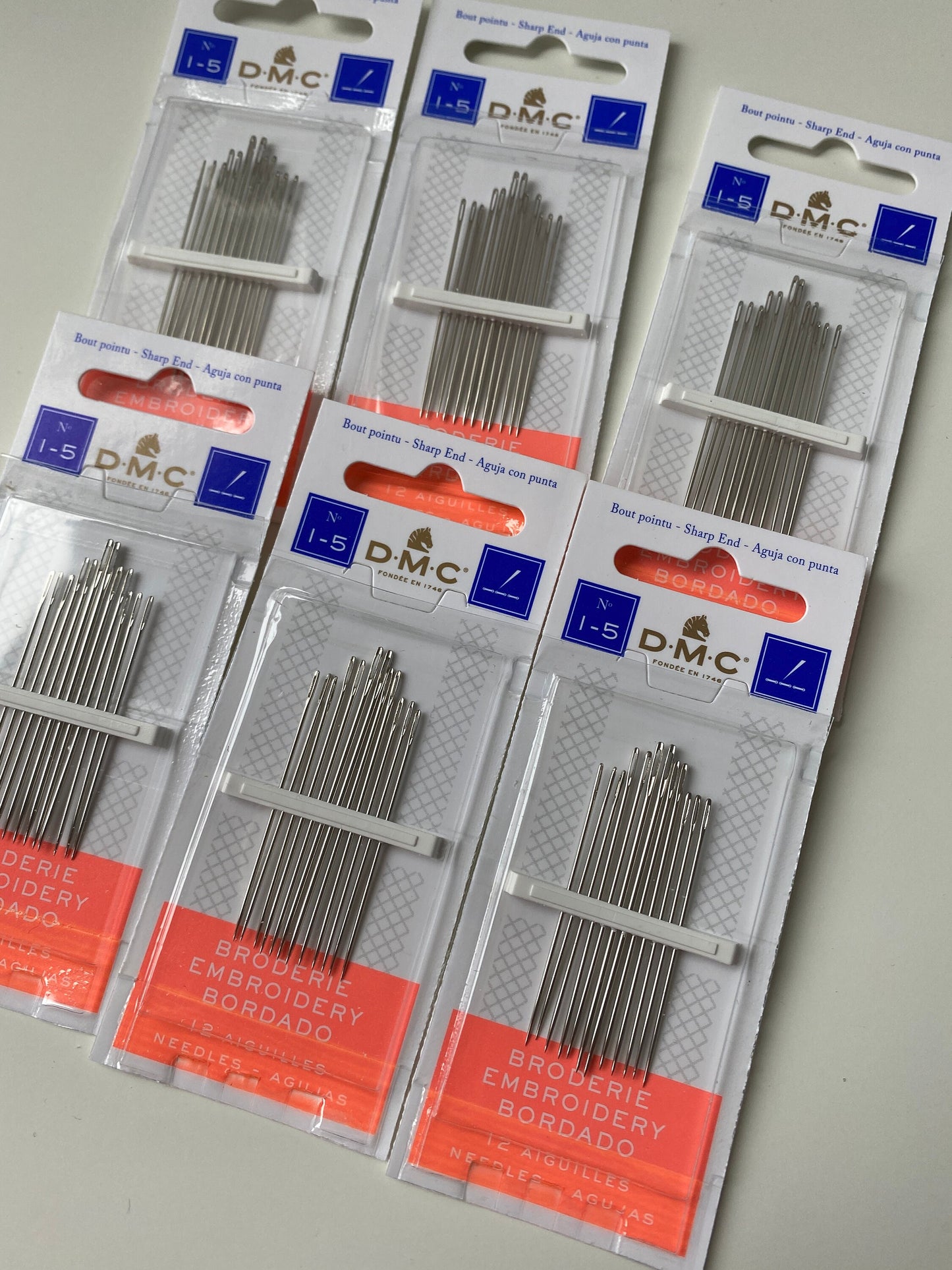 Sticknadeln, Nadeln zum Sticken, DMC Sticknadeln, Nadeln Größe 1-5, Spitze Nadeln, Sticken