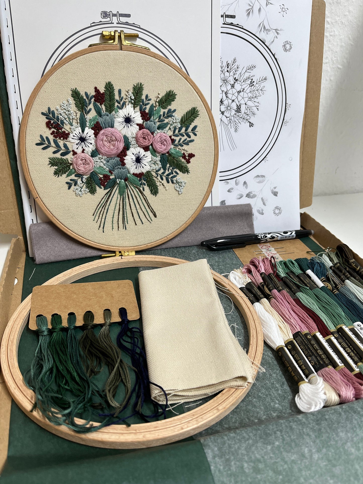 Stickkit Winterstrauß, Set zum Sticken