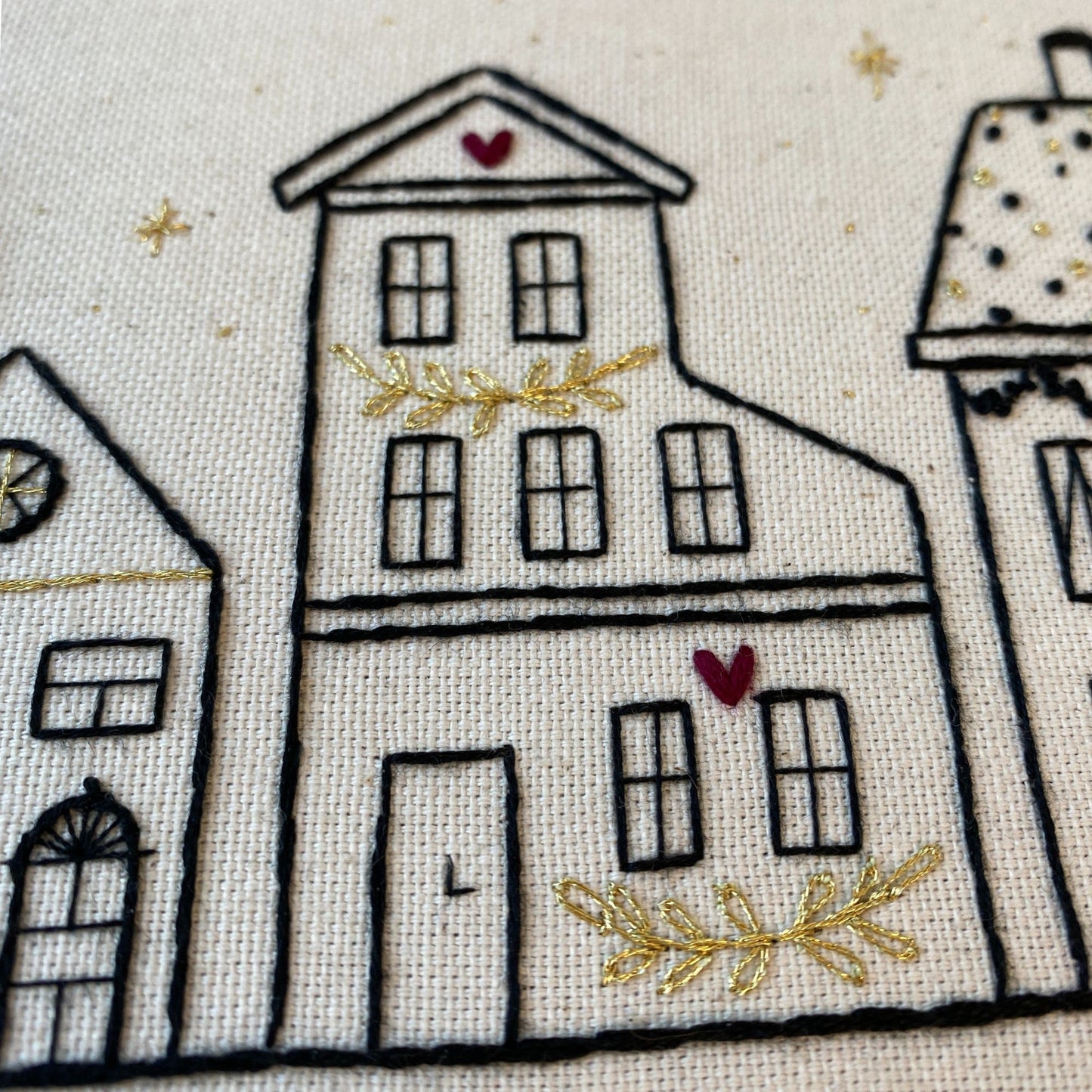Stickkit "Skandi Häuser", Set zum Sticken