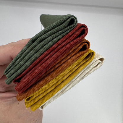 Stoff zum Sticken, Stoffpaket "Senf/Kürbis/Ziegelrot"