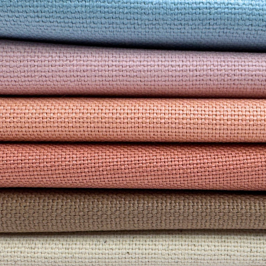 Stoff zum Sticken, Stoffpaket "Hellblau/Pfirsich/Taupe"