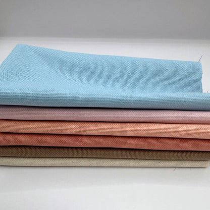 Stoff zum Sticken, Stoffpaket "Hellblau/Pfirsich/Taupe"