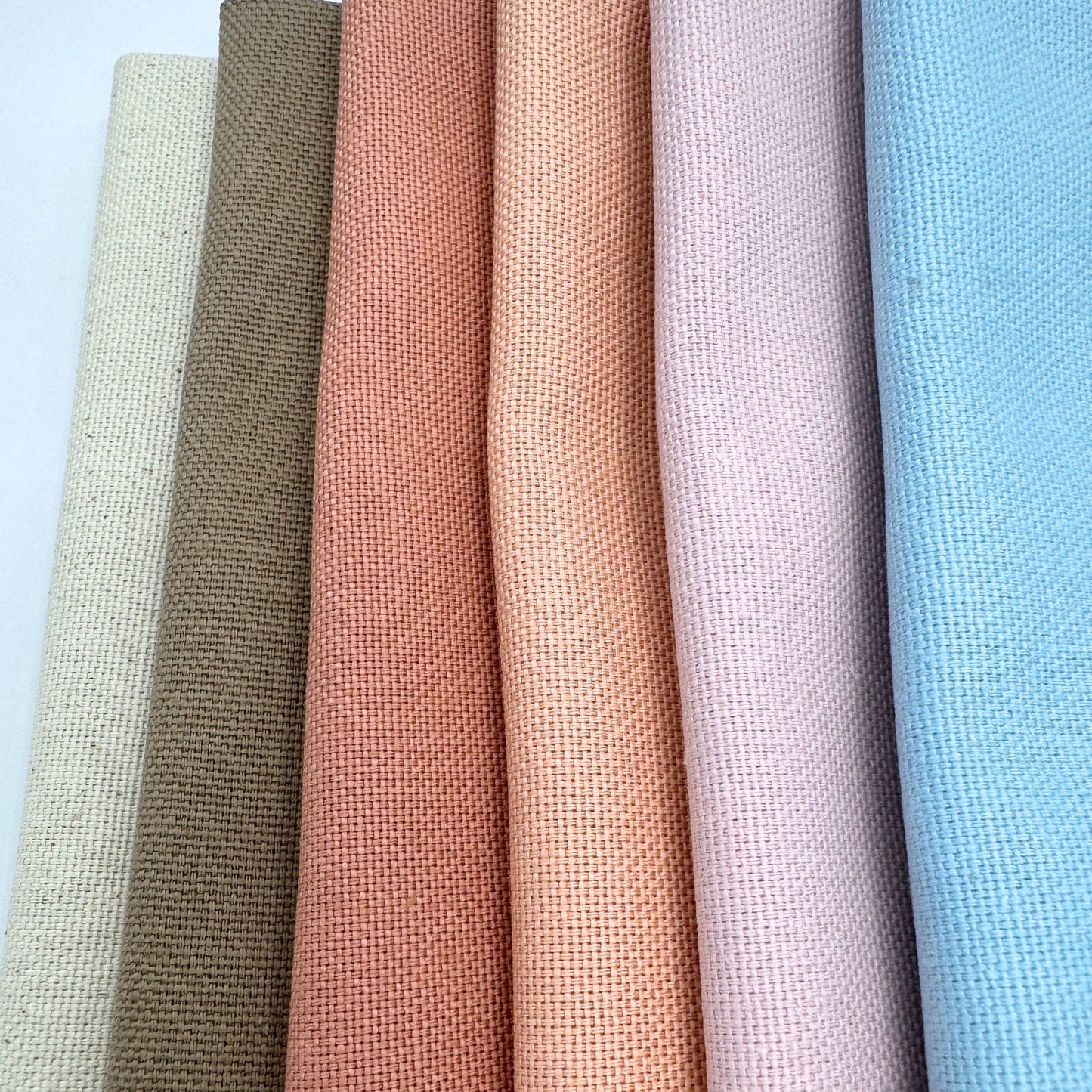 Stoff zum Sticken, Stoffpaket "Hellblau/Pfirsich/Taupe"