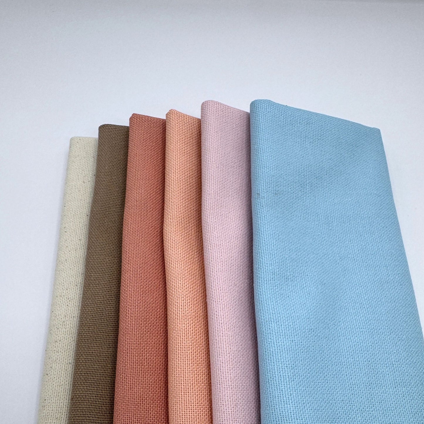 Stoff zum Sticken, Stoffpaket "Hellblau/Pfirsich/Taupe"