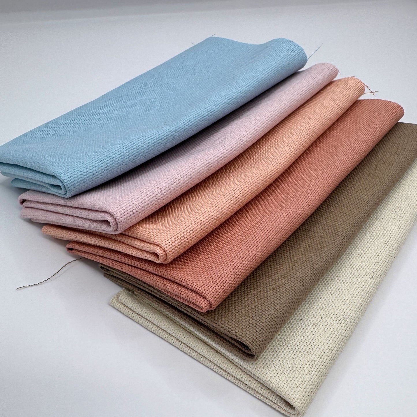 Stoff zum Sticken, Stoffpaket "Hellblau/Pfirsich/Taupe"