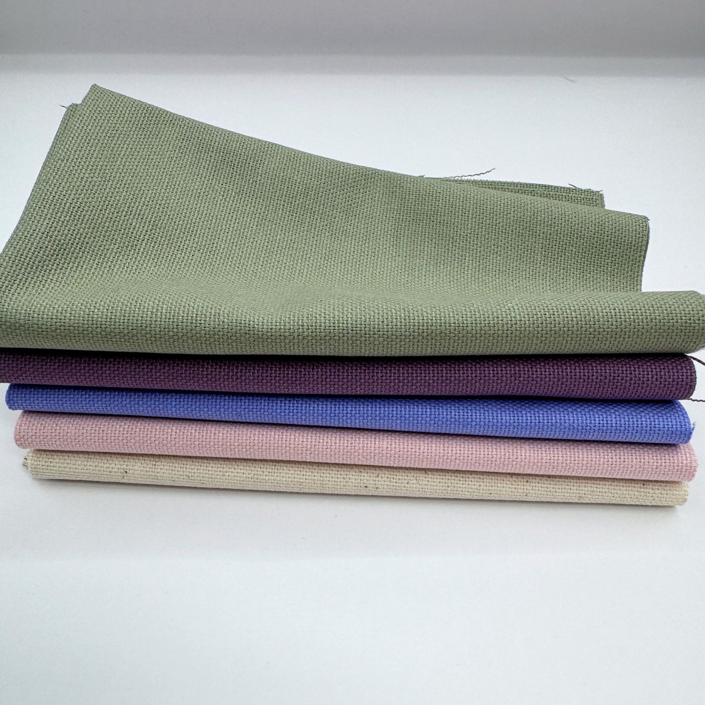 Stoff zum Sticken, Stoffpaket "Grüngrau/Lavendel/Rosa"