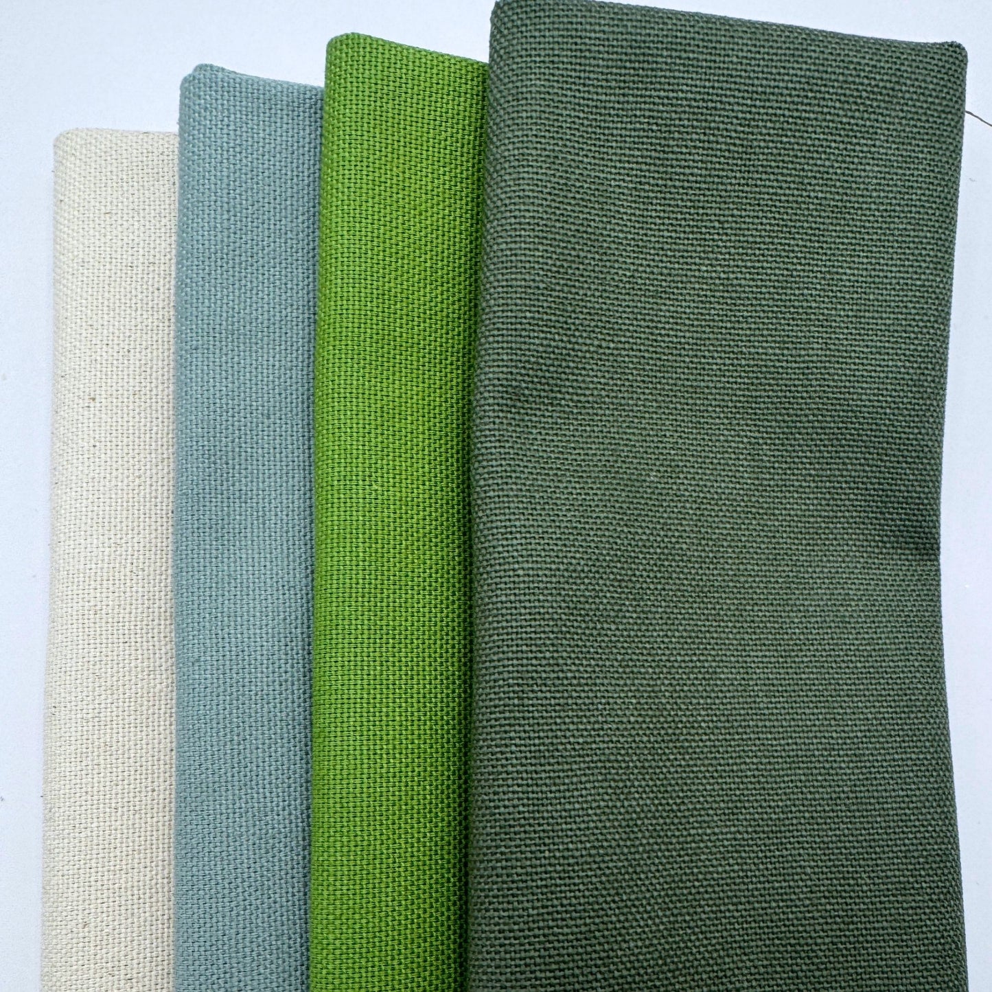 Stoff zum Sticken, Stoffpaket "Moosgrün/Wiesengrün/Eukalyptus