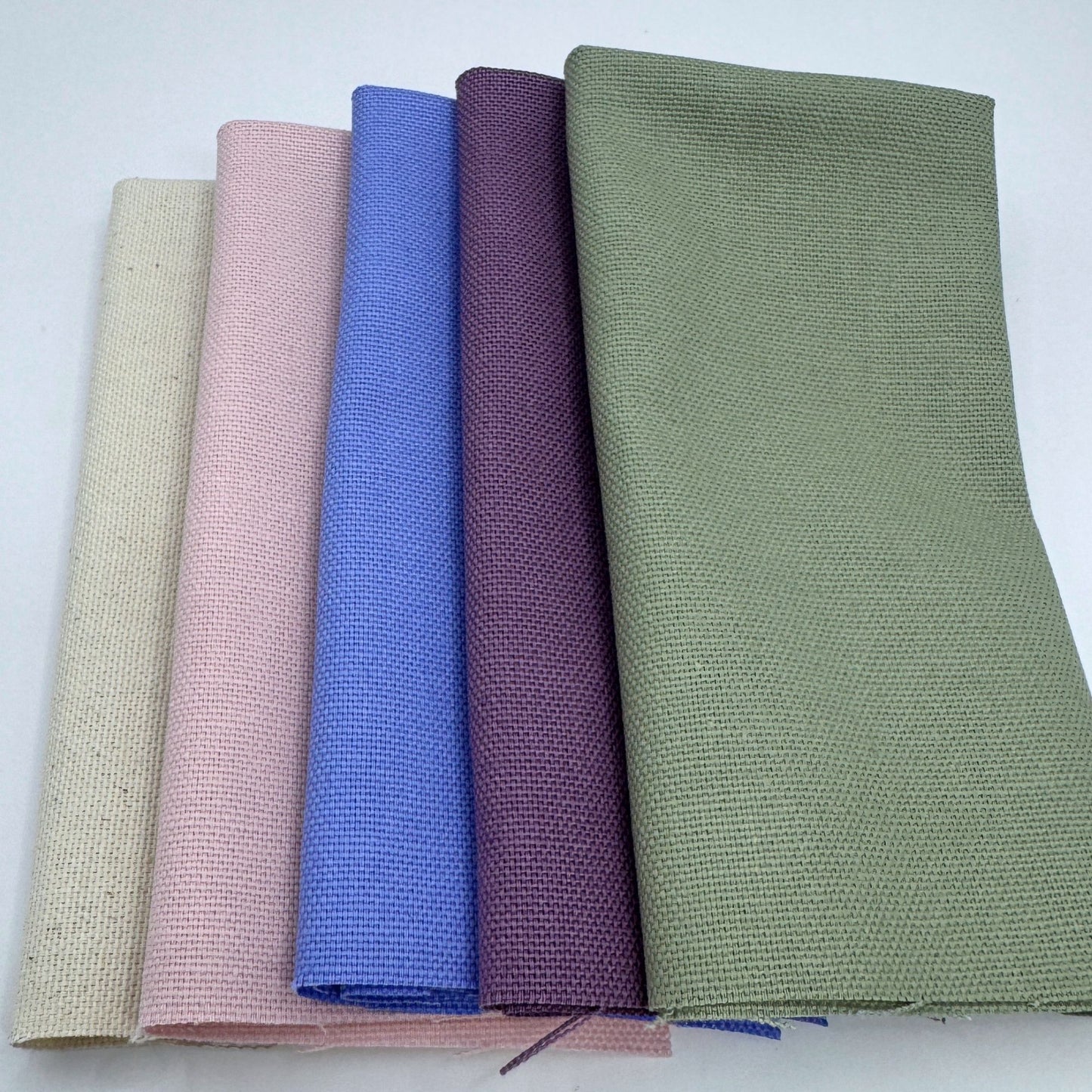 Stoff zum Sticken, Stoffpaket "Grüngrau/Lavendel/Rosa"