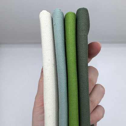 Stoff zum Sticken, Stoffpaket "Moosgrün/Wiesengrün/Eukalyptus