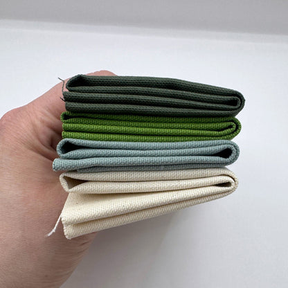 Stoff zum Sticken, Stoffpaket "Moosgrün/Wiesengrün/Eukalyptus
