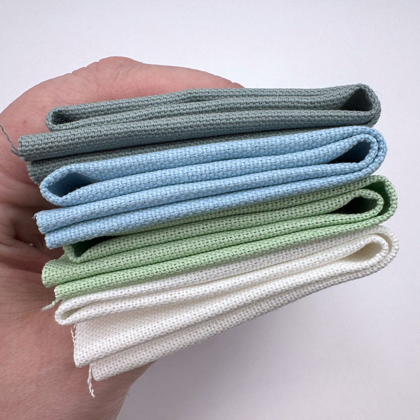 Stoff zum Sticken, Stoffpaket "Mint/Eukalyptus/Blau"