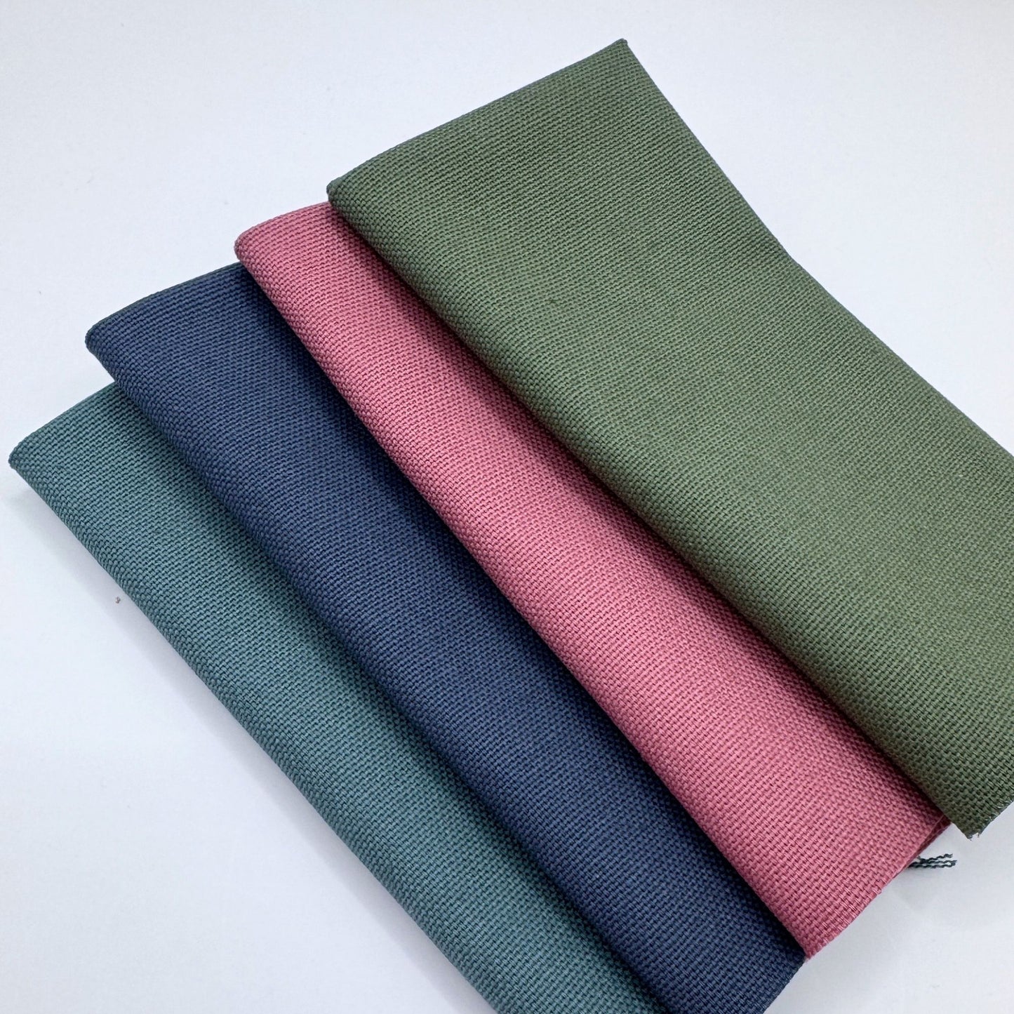 Stoff zum Sticken, Stoffpaket "Moosgrün/Rosenholz/Schieferblau"