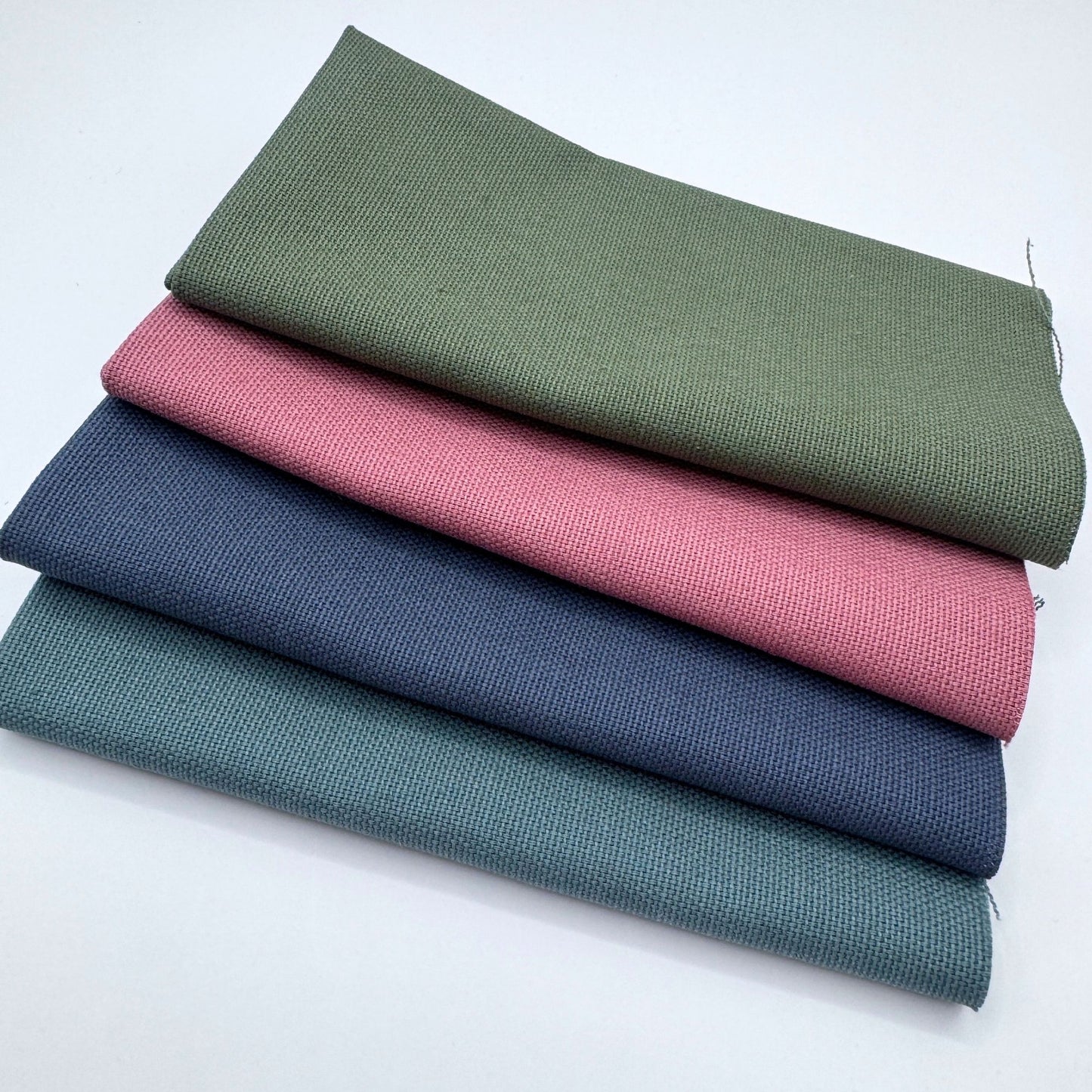 Stoff zum Sticken, Stoffpaket "Moosgrün/Rosenholz/Schieferblau"