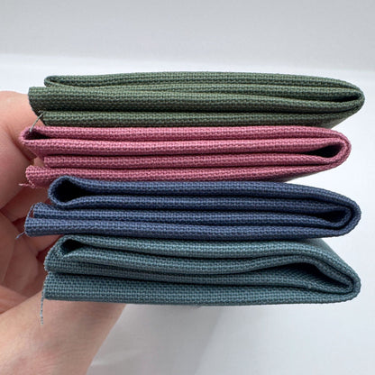 Stoff zum Sticken, Stoffpaket "Moosgrün/Rosenholz/Schieferblau"