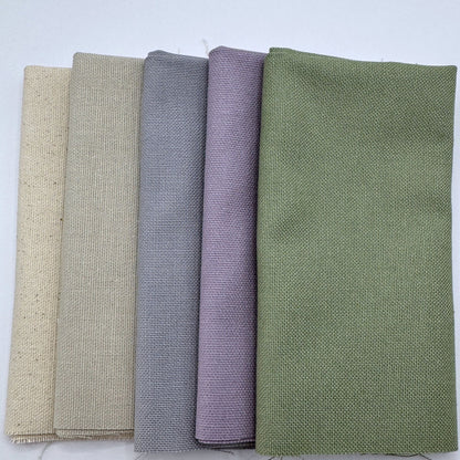 Stoff zum Sticken, Stoffpaket "Natur/Graugrün/Flieder"