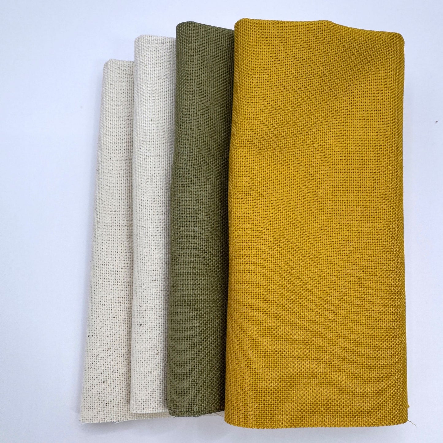Stoff zum Sticken, Stoffpaket "Olive/Senf/Natur"