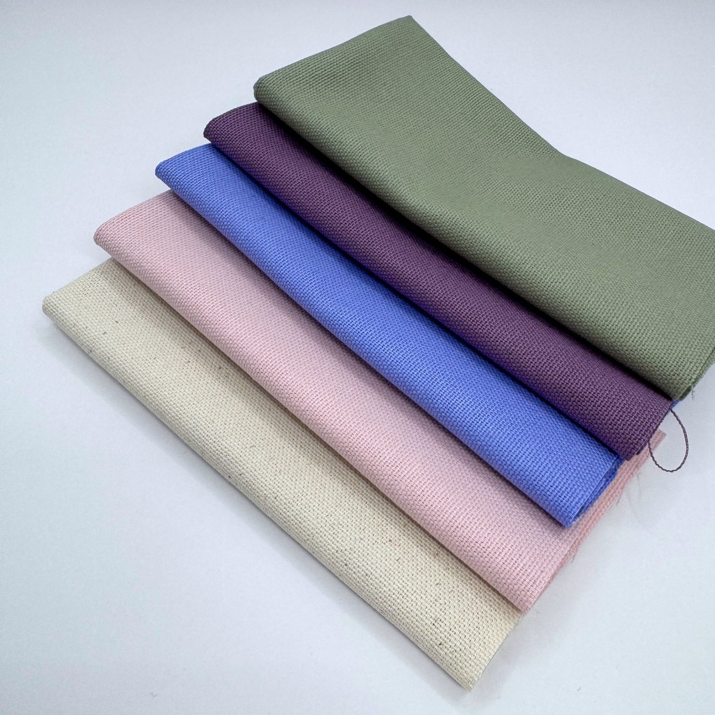 Stoff zum Sticken, Stoffpaket "Grüngrau/Lavendel/Rosa"