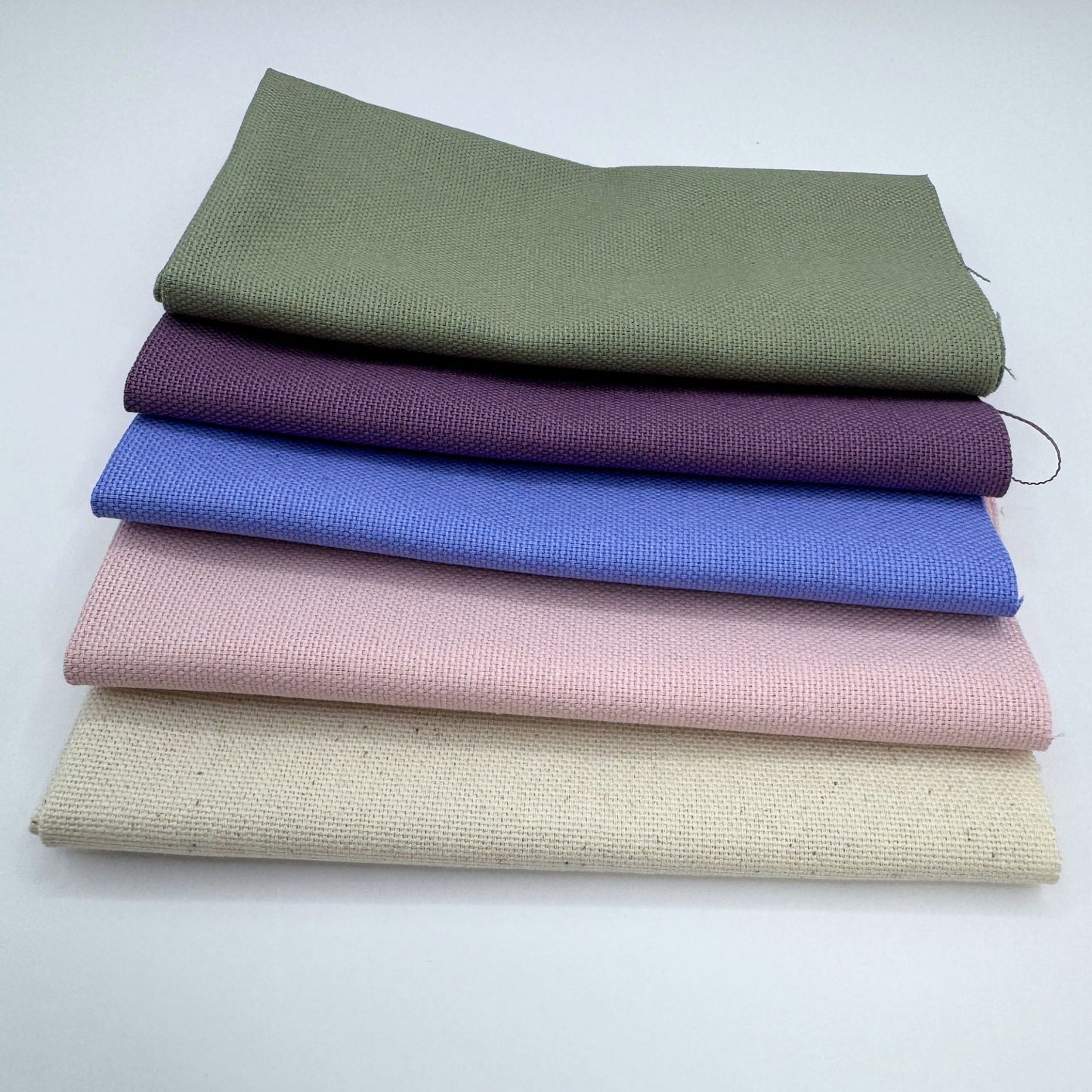 Stoff zum Sticken, Stoffpaket "Grüngrau/Lavendel/Rosa"