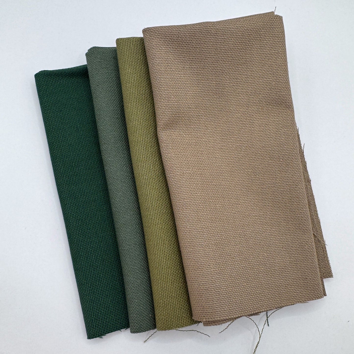 Stoff zum Sticken, Stoffpaket "Taupe/Tannengrün/Moosgrün"