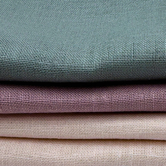 Stoff Paket zum Sticken, Leinen/Baumwollle, "Naturweiß/Altrose/Salbeigrau"