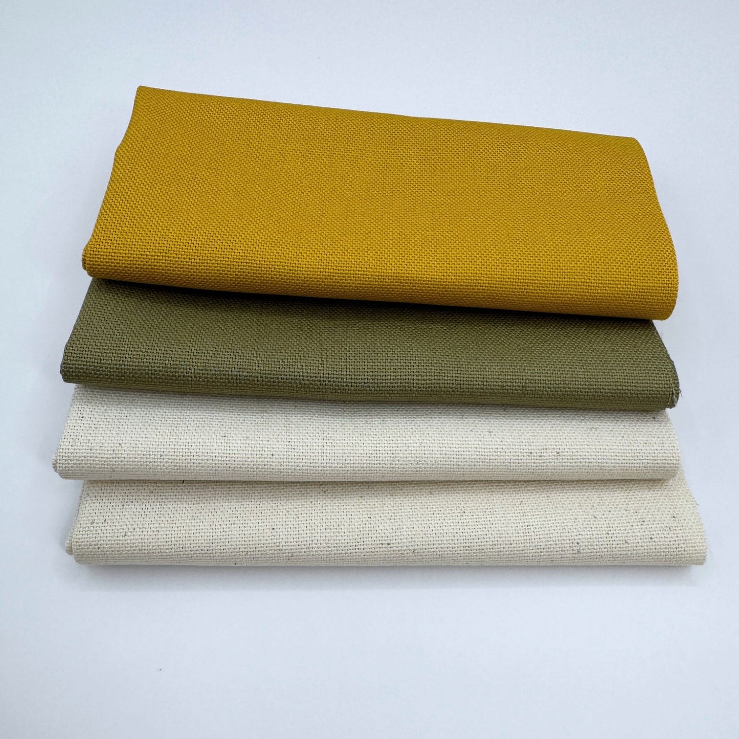 Stoff zum Sticken, Stoffpaket "Olive/Senf/Natur"
