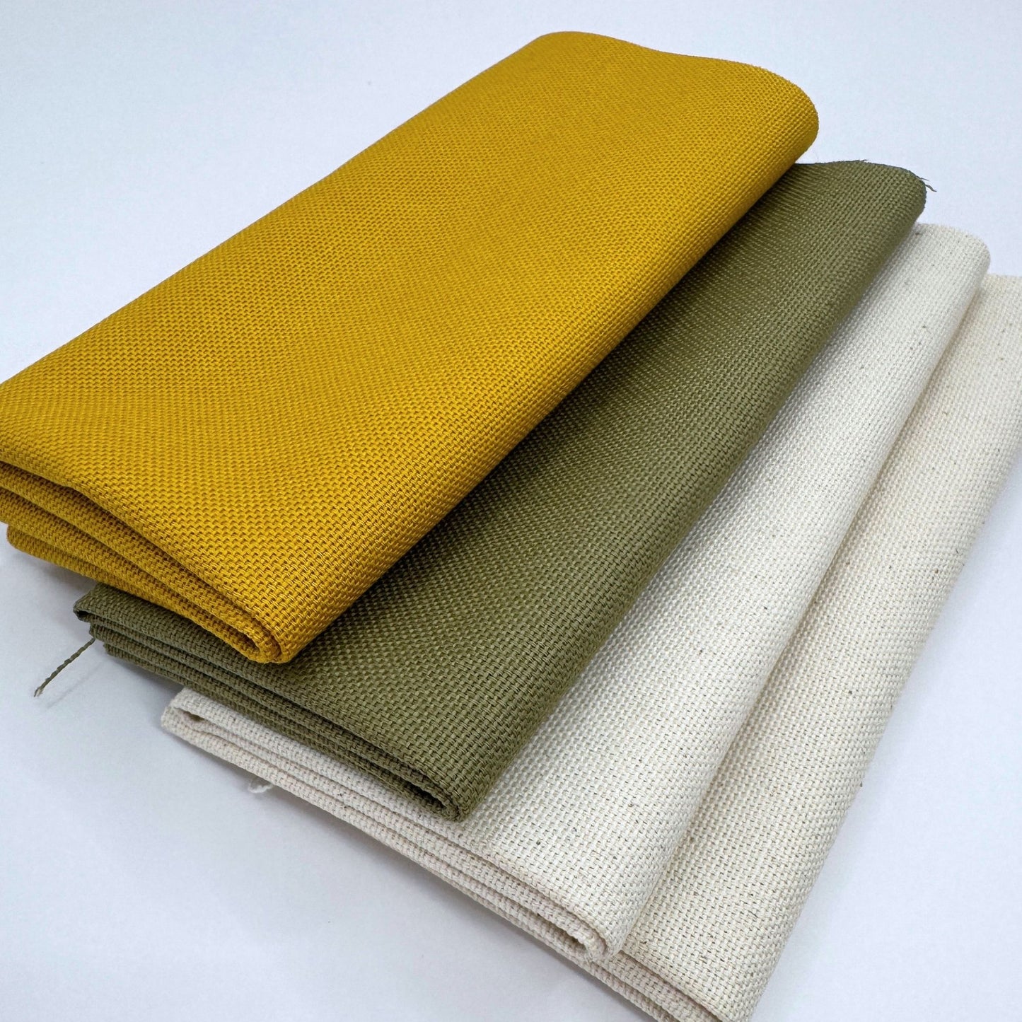 Stoff zum Sticken, Stoffpaket "Olive/Senf/Natur"