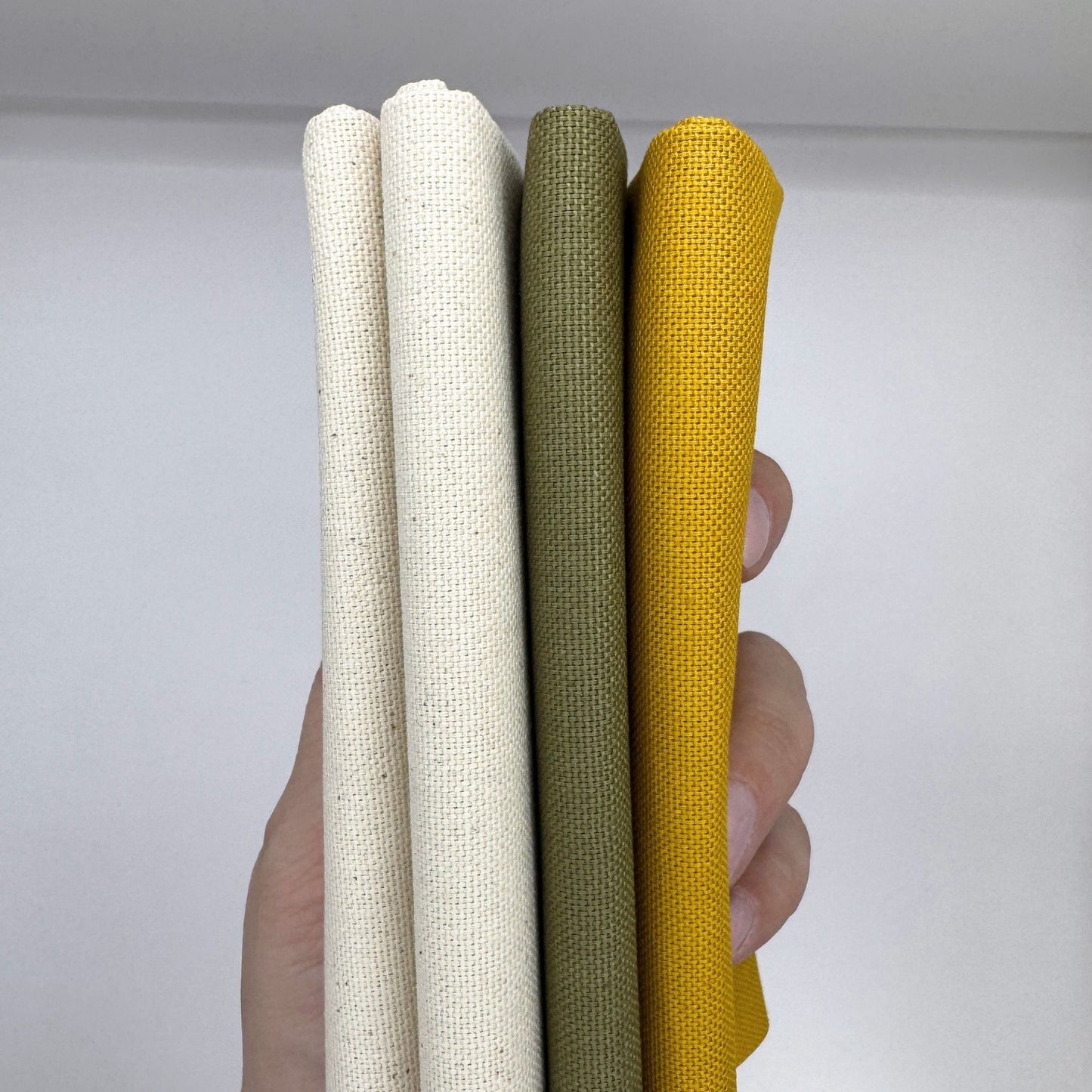 Stoff zum Sticken, Stoffpaket "Olive/Senf/Natur"