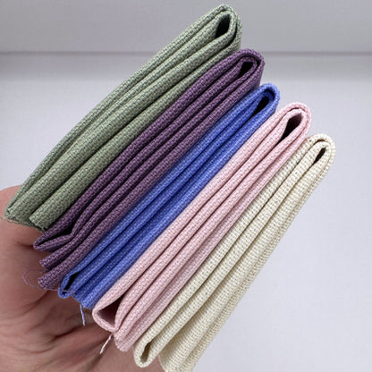 Stoff zum Sticken, Stoffpaket "Grüngrau/Lavendel/Rosa"