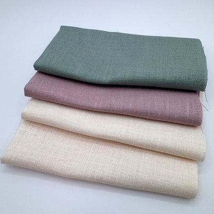 Stoff Paket zum Sticken, Leinen/Baumwollle, "Naturweiß/Altrose/Salbeigrau"