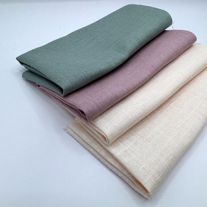 Stoff Paket zum Sticken, Leinen/Baumwollle, "Naturweiß/Altrose/Salbeigrau"