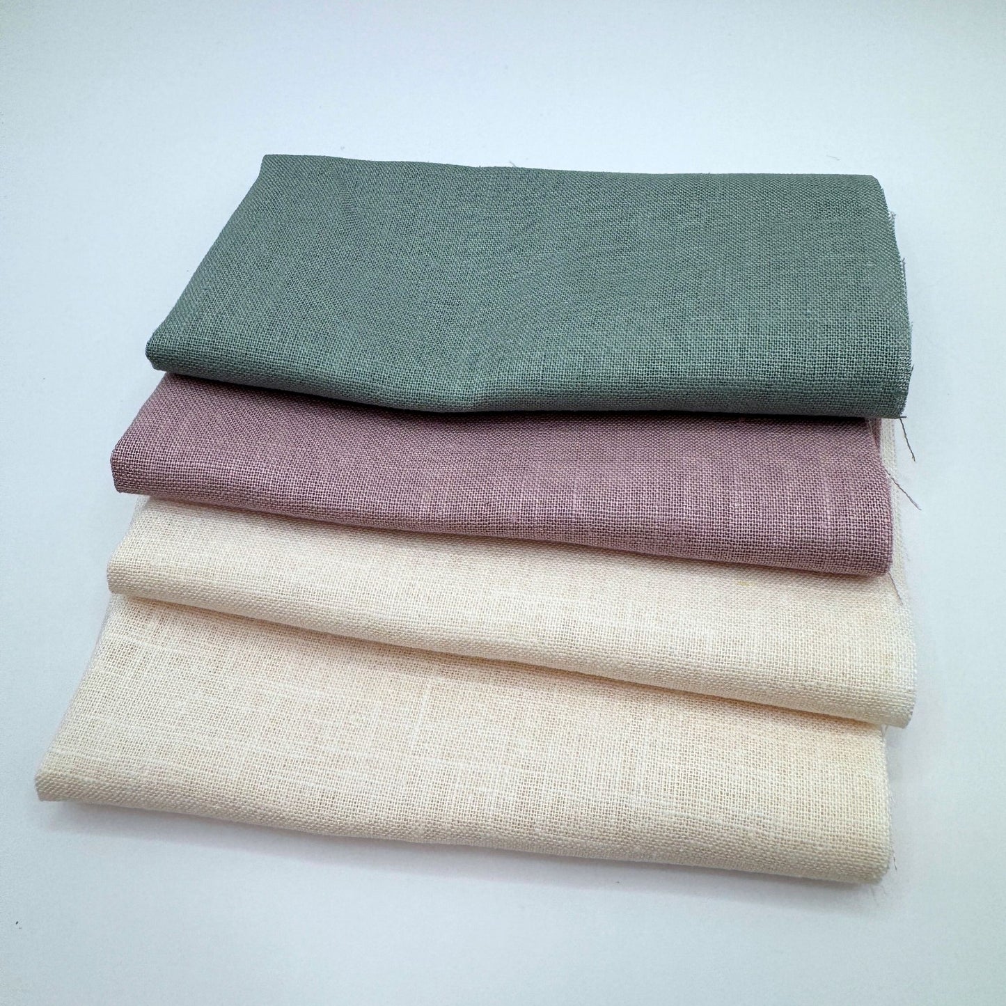 Stoff Paket zum Sticken, Leinen/Baumwollle, "Naturweiß/Altrose/Salbeigrau"