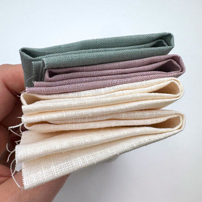 Stoff Paket zum Sticken, Leinen/Baumwollle, "Naturweiß/Altrose/Salbeigrau"