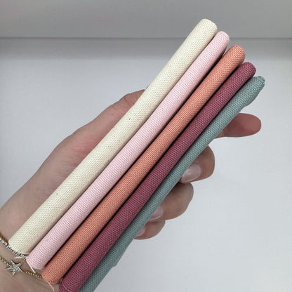 Stoff zum Sticken, Stoffpaket "Natur/Rosa/Rosenholz"