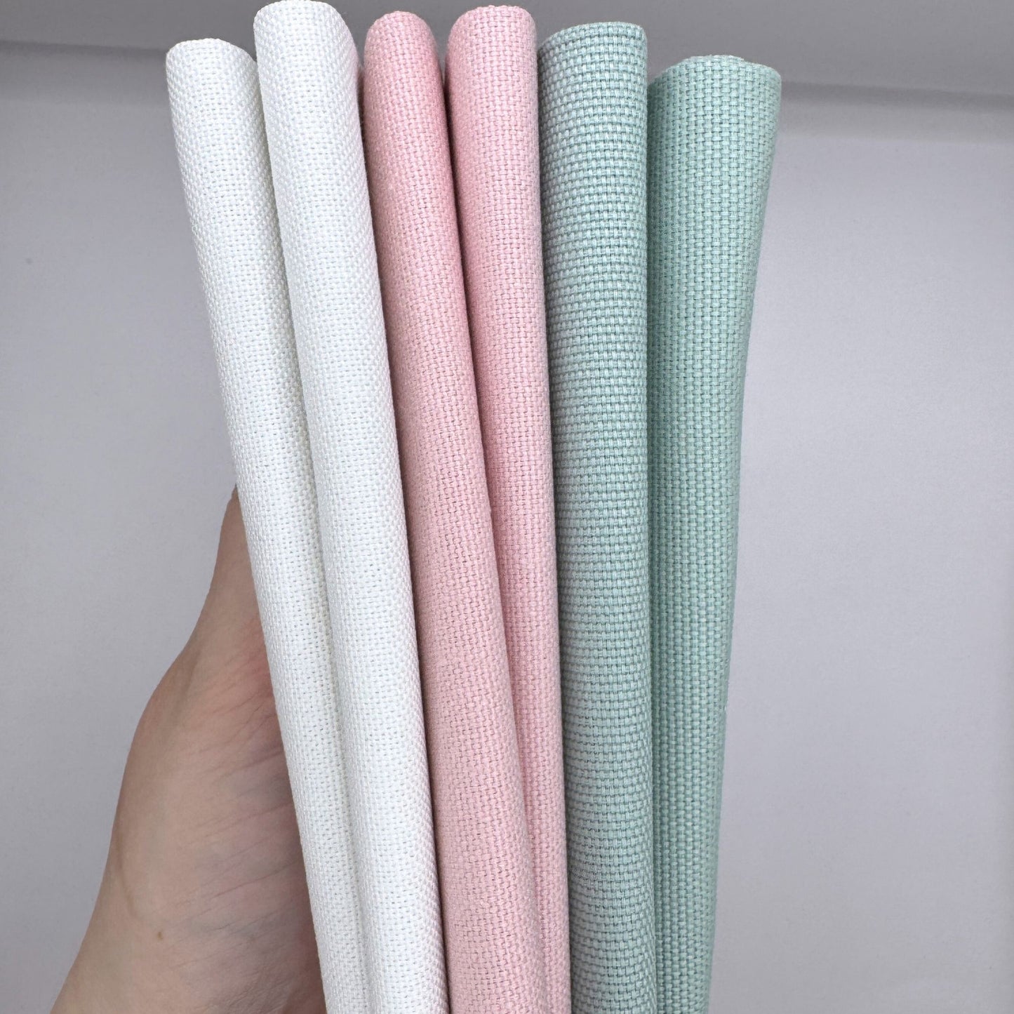 Stoff zum Sticken, Stoffpaket "Salbei/Rosa/Weiß"
